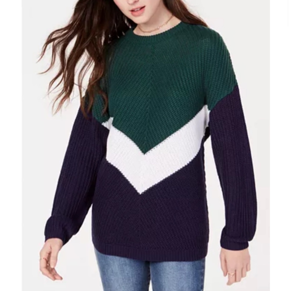 Planet Gold Colorblocked Chevron Sweater